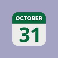 October 31 Calendar Date Icon vector