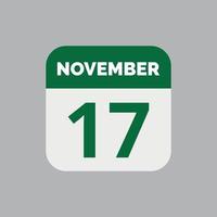 icono de fecha de calendario del 17 de noviembre vector