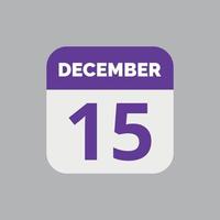 December 15 Calendar Date Icon vector