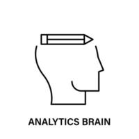 thinking, head, pen, analytics brain vector icon illustration