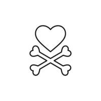 heart and bones cross vector icon illustration