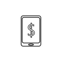 móvil bancario línea vector icono ilustración