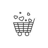 shopping cart with heart vector icon illustration