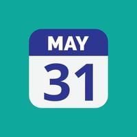 May 31 Calendar Date Icon vector