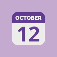 October 12 Calendar Date Icon vector