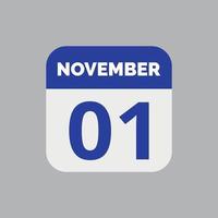 icono de fecha de calendario del 1 de noviembre vector