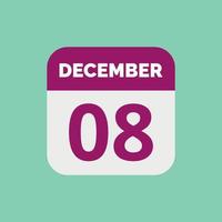 icono de fecha de calendario del 8 de diciembre vector