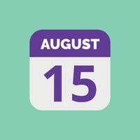 August 15 Calendar Date Icon vector