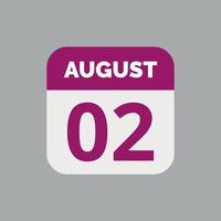 August 2 Calendar Date Icon vector