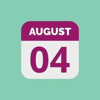 August 4 Calendar Date Icon vector