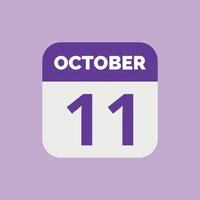 October 11 Calendar Date Icon vector