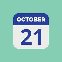 October 21 Calendar Date Icon vector