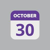 October 30 Calendar Date Icon vector