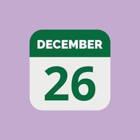 December 26 Calendar Date Icon vector