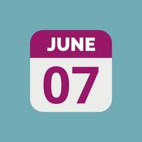 June  7 Calendar Date Icon vector