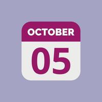 October 5 Calendar Date Icon vector