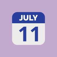 icono de fecha de calendario del 11 de julio vector