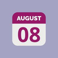 August 8 Calendar Date Icon vector