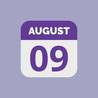 August 9 Calendar Date Icon vector