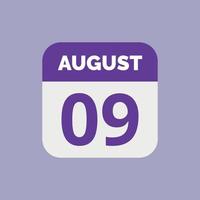 August 9 Calendar Date Icon vector