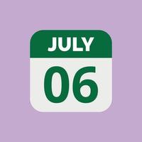 July 6 Calendar Date Icon vector