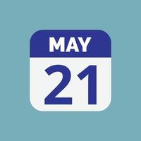 May 21 Calendar Date Icon vector