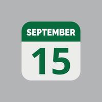 September 15 Calendar Date Icon vector