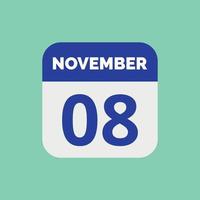 November 8 Calendar Date Icon vector