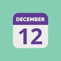 icono de fecha de calendario del 12 de diciembre vector