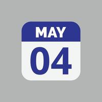 icono de fecha de calendario del 4 de mayo vector