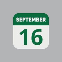 September 16 Calendar Date Icon vector