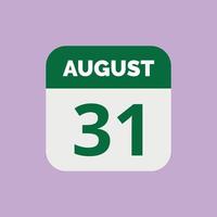 August 31 Calendar Date Icon vector