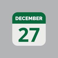 December 27 Calendar Date Icon vector