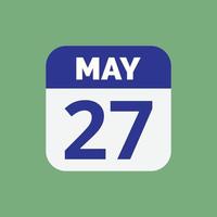 May 27 Calendar Date Icon vector