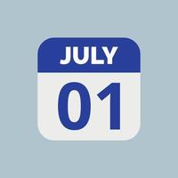 July 1 Calendar Date Icon vector