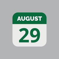 icono de fecha de calendario del 29 de agosto vector