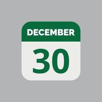 December 30 Calendar Date Icon vector