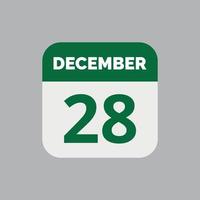 December 28 Calendar Date Icon vector