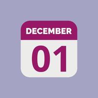 icono de fecha de calendario del 1 de diciembre vector
