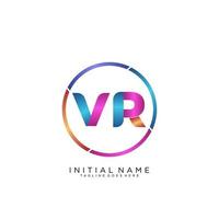 letra vr colorido logo prima elegante modelo vector