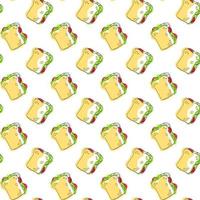 Sandwich seamless pattern. Snack food backgroound. Vector illustration bread. Cheesy meal wallpaper