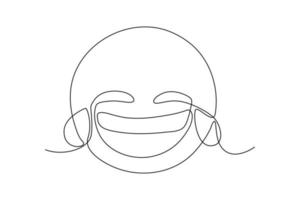 Continuous one line drawing laughing face. World laughter day concept. Single line draw design vector graphic illustration.