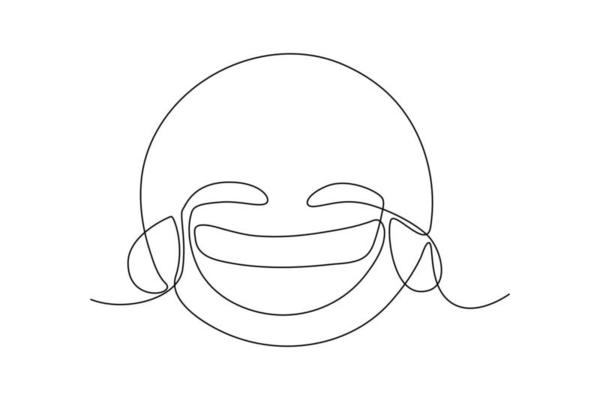Emoji face laughing classic line style icon Vector Image