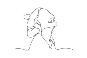 Continuous one line drawing woman laughing happily. World laughter day concept. Single line draw design vector graphic illustration.