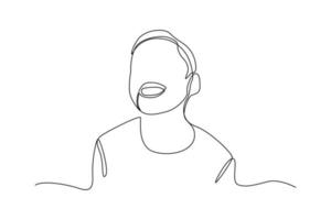 Continuous one line drawing man laughing happily. World laughter day concept. Single line draw design vector graphic illustration.