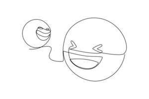 Continuous one line drawing laughing face. World laughter day concept. Single line draw design vector graphic illustration.