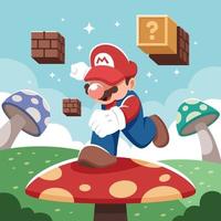 A Plumber Running on Giant Mushroom vector