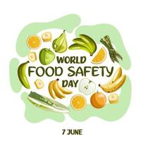 world food safety day on June 7 business brochure flyer banner design template vector, cover presentation abstract, modern publication poster and flag-banner, layout in rectangle size. vector