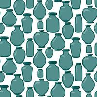 Glass jars with a seamless pattern. Vector illustration. Vintage design with a hand-drawn color sketch of spots. The style of linear art. Background for printing on textiles and paper Empty containers