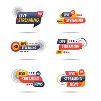 General Live Streaming Video Label Set vector